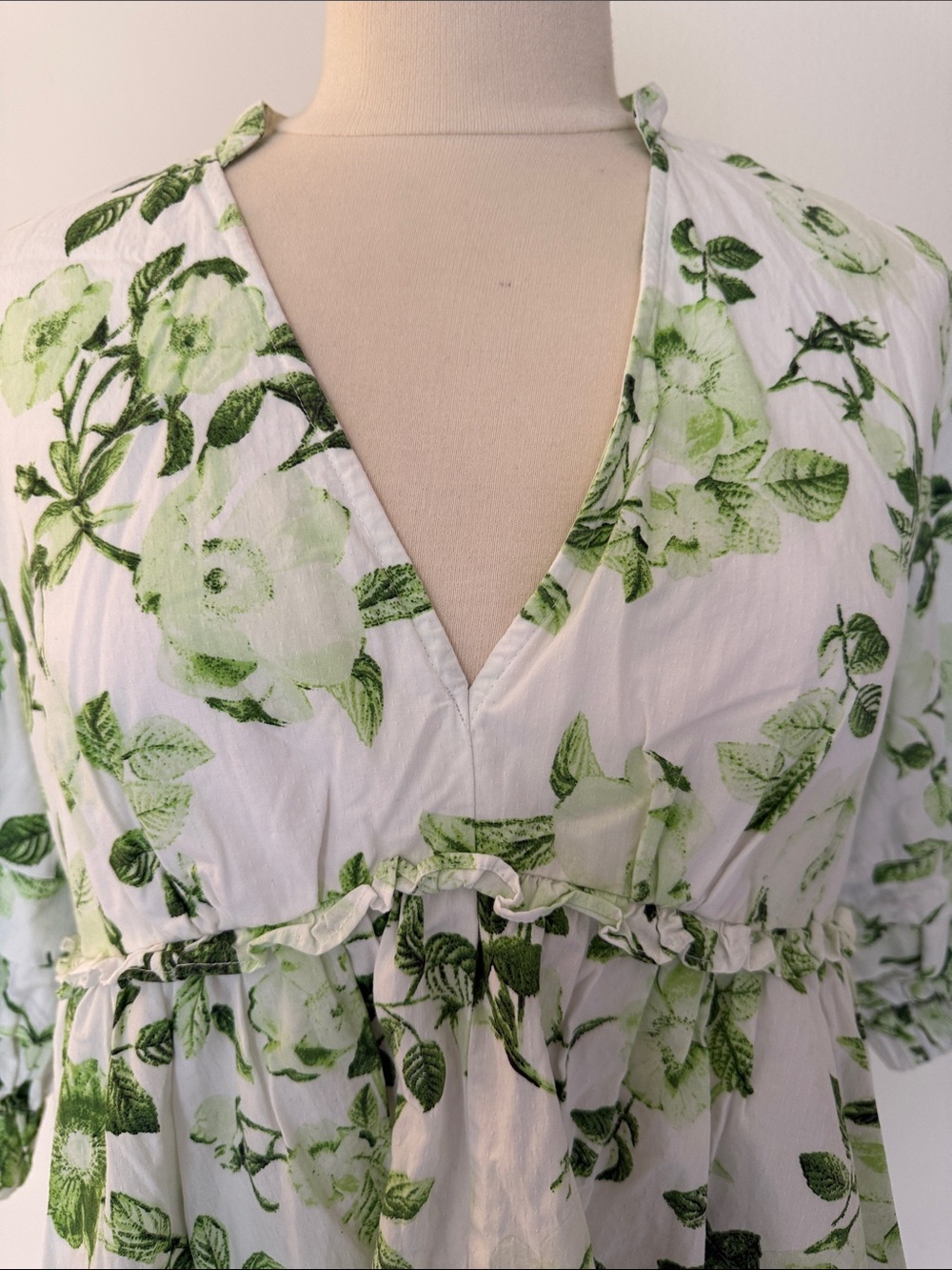 Maeve White Mini Dress with Green Floral Print - Picture 5 of 7